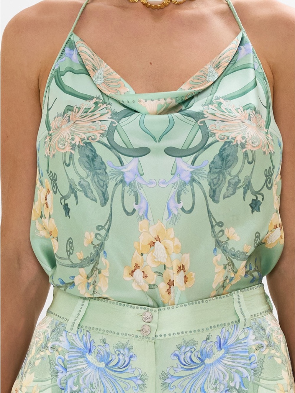 Camilla bias halter top in beautiful teal - Picture 2 of 10